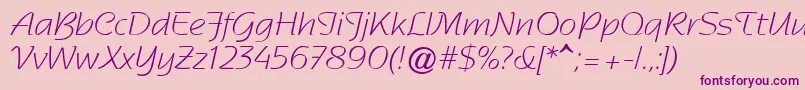 SentimentalScriptLightSsi-fontti – violetit fontit vaaleanpunaisella taustalla