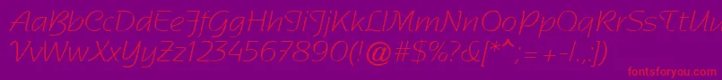 Fonte SentimentalScriptLightSsi – fontes vermelhas em um fundo violeta