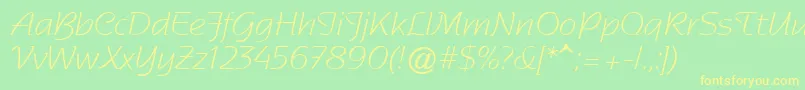 フォントSentimentalScriptLightSsi – 黄色の文字が緑の背景にあります