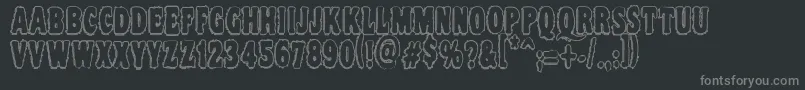 Vtc Nightofthedrippydeadouttie-fontti – harmaat kirjasimet mustalla taustalla