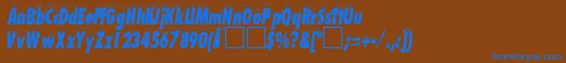 SchneehutcondensedDb Font – Blue Fonts on Brown Background