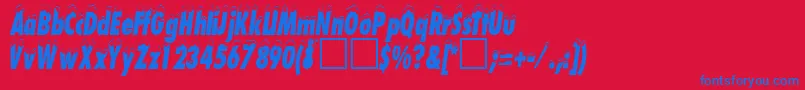 SchneehutcondensedDb Font – Blue Fonts on Red Background