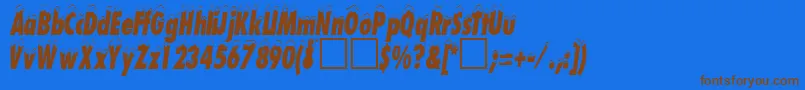 SchneehutcondensedDb-Schriftart – Braune Schriften auf blauem Hintergrund