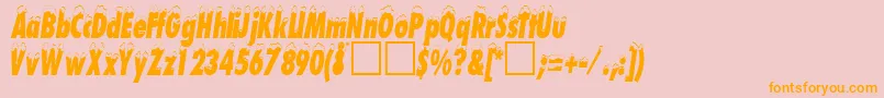 SchneehutcondensedDb-Schriftart – Orangefarbene Schriften auf rosa Hintergrund