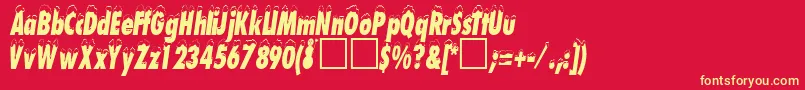 SchneehutcondensedDb Font – Yellow Fonts on Red Background