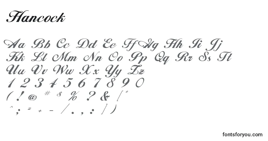 Schriftart Hancock – Alphabet, Zahlen, spezielle Symbole