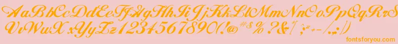 Hancock-Schriftart – Orangefarbene Schriften auf rosa Hintergrund