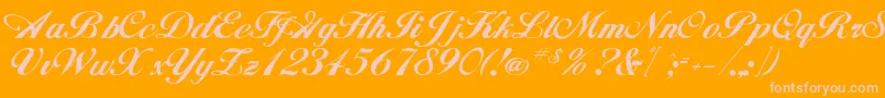 Hancock-Schriftart – Rosa Schriften auf orangefarbenem Hintergrund