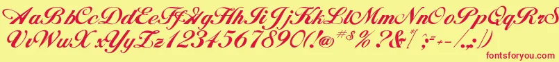 Hancock Font – Red Fonts on Yellow Background