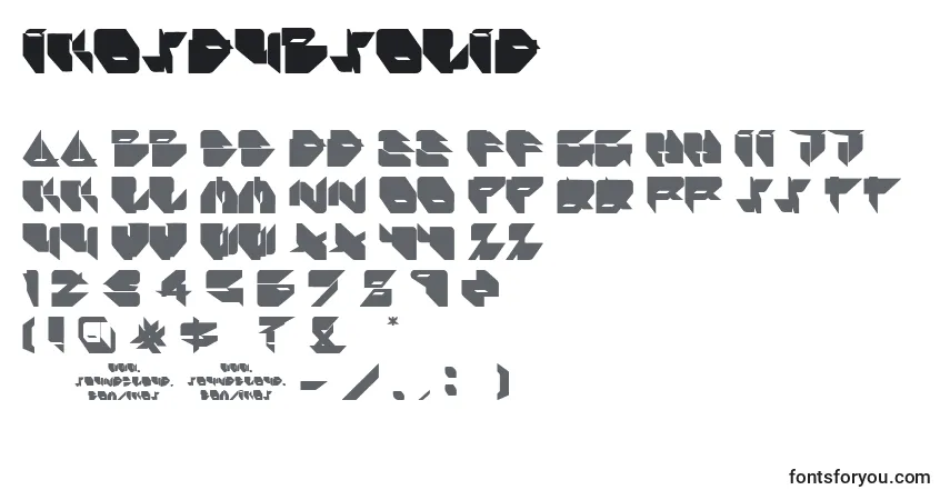 Шрифт IkosDubSolid – алфавит, цифры, специальные символы