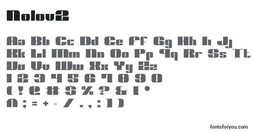 A fonte Nolov2 – alfabeto, números, caracteres especiais
