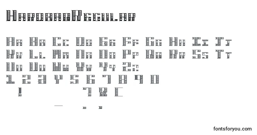 Schriftart HardbaqRegular – Alphabet, Zahlen, spezielle Symbole
