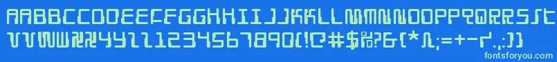 Droid ffy Font – Green Fonts on Blue Background