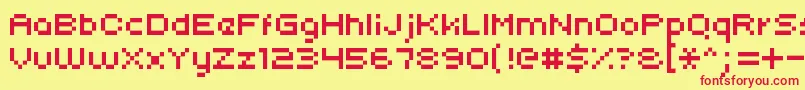 フォントUni05 – 赤い文字の黄色い背景