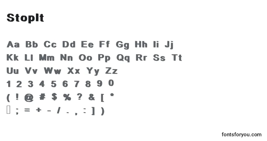 A fonte StopIt – alfabeto, números, caracteres especiais