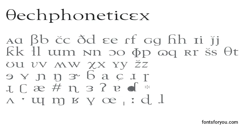 A fonte TechphoneticEx – alfabeto, números, caracteres especiais