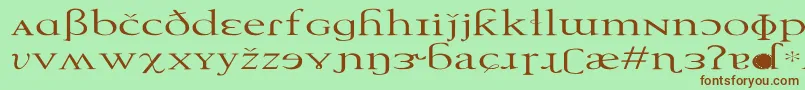 フォントTechphoneticEx – 緑の背景に茶色のフォント