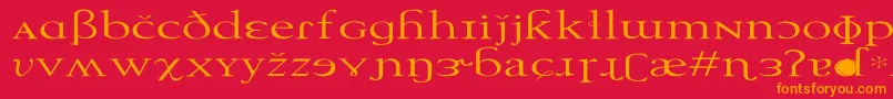 フォントTechphoneticEx – 赤い背景にオレンジの文字