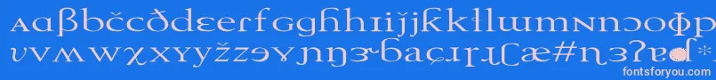 フォントTechphoneticEx – ピンクの文字、青い背景