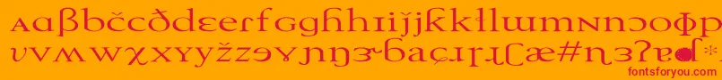 フォントTechphoneticEx – オレンジの背景に赤い文字