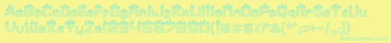 Fire Font – Green Fonts on Yellow Background