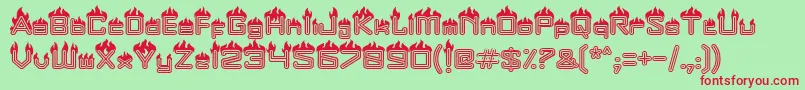 Fire Font – Red Fonts on Green Background