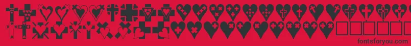 Police Crossesnhearts – polices noires sur fond rouge