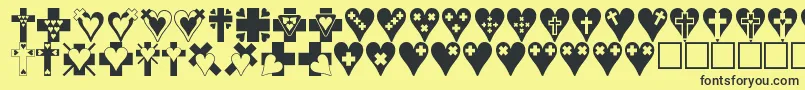 Crossesnhearts Font – Black Fonts on Yellow Background