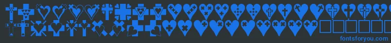 Crossesnhearts Font – Blue Fonts on Black Background