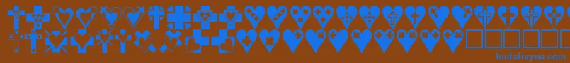 Crossesnhearts Font – Blue Fonts on Brown Background