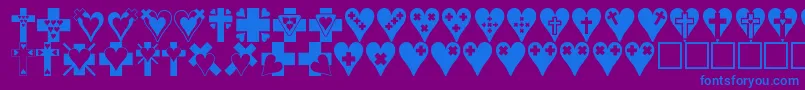 fuente Crossesnhearts – Fuentes Azules Sobre Fondo Morado