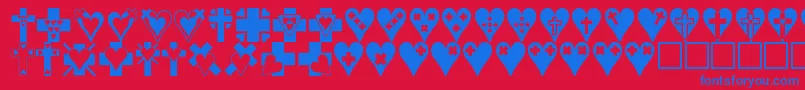Crossesnhearts Font – Blue Fonts on Red Background