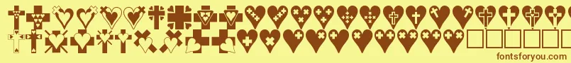 Crossesnhearts Font – Brown Fonts on Yellow Background