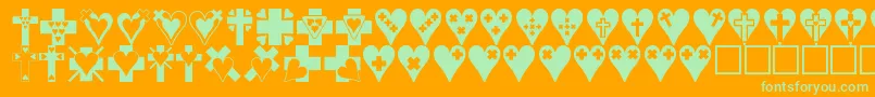 Crossesnhearts Font – Green Fonts on Orange Background