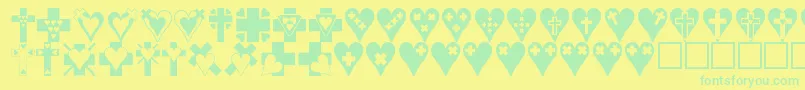 Lisätietoja Crossesnhearts-fontista Crossesnhearts-fontti – vihreät fontit keltaisella taustalla