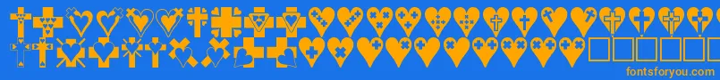 Crossesnhearts Font – Orange Fonts on Blue Background