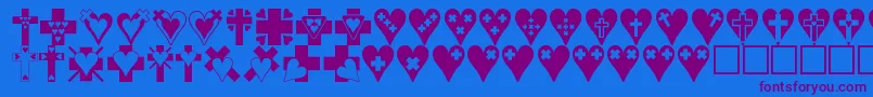 Crossesnhearts Font – Purple Fonts on Blue Background