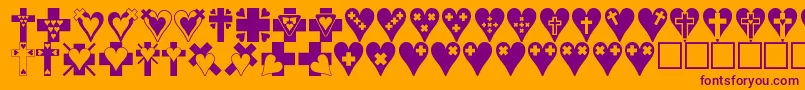 Crossesnhearts Font – Purple Fonts on Orange Background