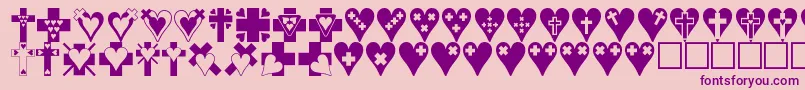 Police Crossesnhearts – polices violettes sur fond rose