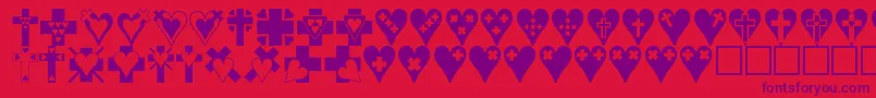 Crossesnhearts Font – Purple Fonts on Red Background