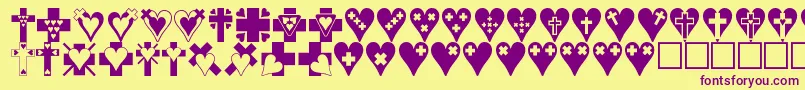 Crossesnhearts Font – Purple Fonts on Yellow Background