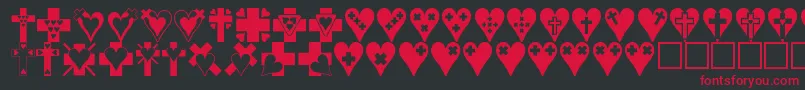 Crossesnhearts Font – Red Fonts on Black Background