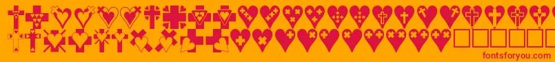 fuente Crossesnhearts – Fuentes Rojas Sobre Fondo Naranja