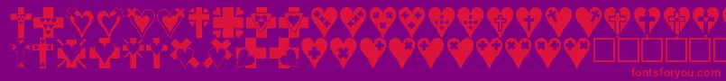 Шрифт Crossesnhearts – красные шрифты на фиолетовом фоне