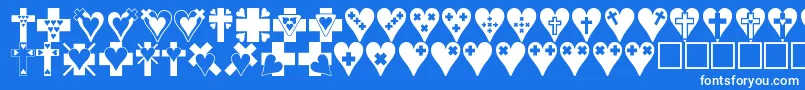 Crossesnhearts Font – White Fonts on Blue Background