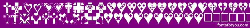 Police Crossesnhearts – polices blanches sur fond violet