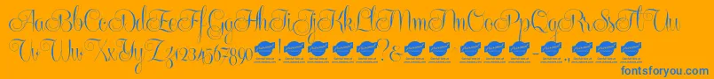 Centeriascriptdemo-Schriftart – Blaue Schriften auf orangefarbenem Hintergrund