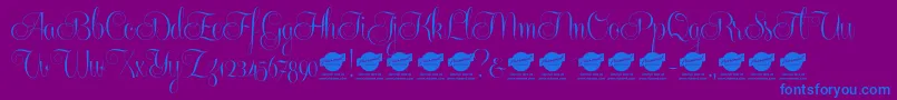 Шрифт Centeriascriptdemo – синие шрифты на фиолетовом фоне