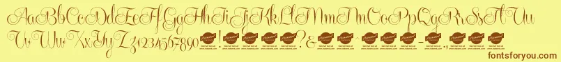 Centeriascriptdemo Font – Brown Fonts on Yellow Background