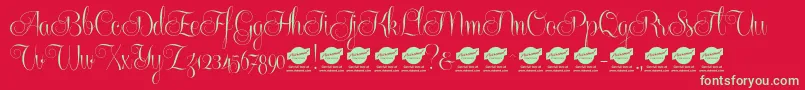 Centeriascriptdemo Font – Green Fonts on Red Background